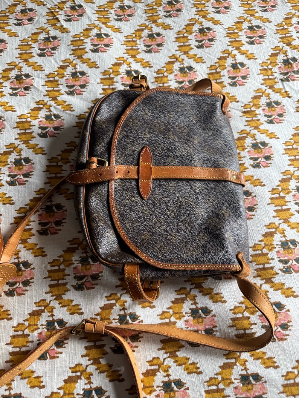 Louis Vuitton Brown Monogram Canvas Crossbody with Tan Leather Trim